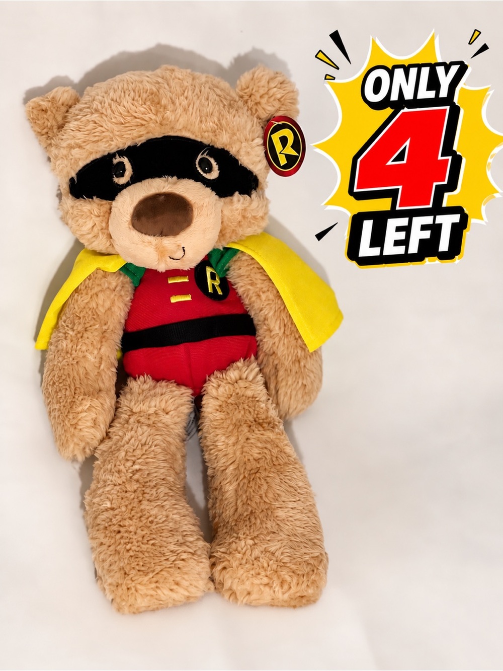 NWT GUND DC Comics Robin Fuzzy Teddy Bear Stuffed Animal Plush, Beige, 14"